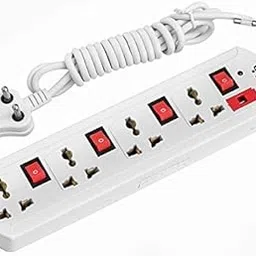 Saleshop365 4 Socket with 4 Individual Switch Spike Guard Power Strip with Individual Switch Extension Cord Board Box with Surge Protector (White,2M Cable)-picture-48