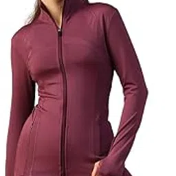 Womens Training Jacket with Thumbhole Sleeves & Mock Neck Full Zip, Quick-Dry, Lightweight Stretchable Activewear for Gym, Yoga, Workout & Sports-picture-17