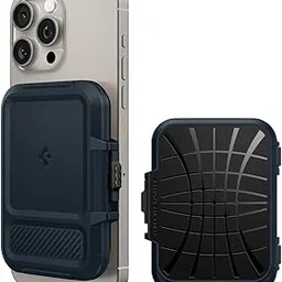 Spigen Lock Fit (Magfit) Magnetic Card Holder up to 6 Cards, Unisex Hardshell Magsafe & Pixelsnap Wallet Case Compatible with iPhone 17/16/15/14/13/12 Models, Pixel 10 Series - Metal Slate image 1