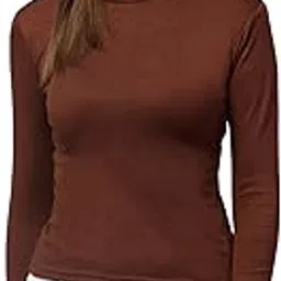 cotiq Women's Slim Fit High Neck Full Sleeve Ribbed Top Soft Stretchable Casual Wear T-Shirt for Office & Daily Style-picture-16