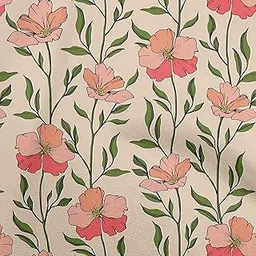 oneOone Cotton Silk Peach Fabric Floral Craft Projects Decor Fabric Printed by The Yard 42 Inch Wide-picture-16