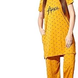 swellswag Printed Round Neck Short Sleeve Nightsuit Set | Casual Night Dress for Women-picture-49