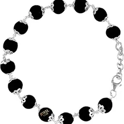 Men's and women's 925 Silver Karungali Bracelet with Cap 5.5 mm| 8 Inchs | Black Ebony Wood Karungali Kattai Natural Beads-image-50