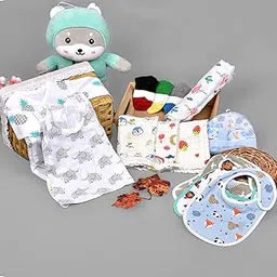 MOM'S HOME Supersoft New Born Organic Cotton Muslin Gift Set - 15 Pieces-picture-31