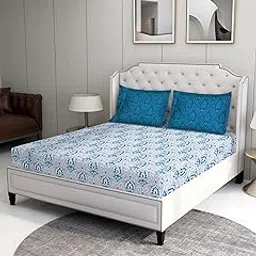 Bombay Dyeing 100TC 100% Cotton One Double Size 224x244Cm / 88 x 96 inches Bedsheet with 2 Pillow Covers Size 46x69 Cm (7736BLUE)-picture-15