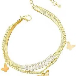 bracelet for woman chain bracelet for girls anti tarnish bracelet for women butterfly diamond stainless steel gold bracelets stylish hand Accessories Jewellery for Women friendship crystal-image-32