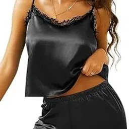 xipipz Satin Pajamas Cami Lingerie Sets 2 Piece Pjs Sleepwear Loungewear Bridal Gift for Women-picture-25