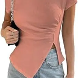 Kia Top Short Sleeve, Front Fancy Cut Womens top with 4 Attractive Colors, Pack of 1-image-10