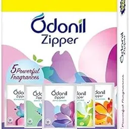 Odonil Bathroom Air Freshener Zipper Mix - 50g (10gx5) | Assorted Pack | Instant & Long Lasting Fragrance | Lasts upto 30 days | Germ Protection pack of 20-picture-28