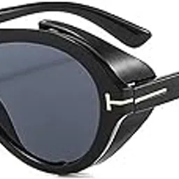 AUGEN By Visions India Retro Vintage Side Flap Abstract Unisex Sunglasses UV400 Protected Medium Size (Black, 109)-picture-14