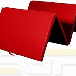 SGF Gymnastics Mats, 4 Fold Exercise Mat Yoga Gym Home Fitness Workout Mat, Thick Foam Soft Matt for Crash Tumble Pilates, Non Slip PU Leather & Carry Handles (12 MM) (RED)-picture-18