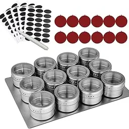 MERISHOPP Multi-Purpose Magnetic Spice Tins Stainless Steel Storage Container 12Pcs-image-2