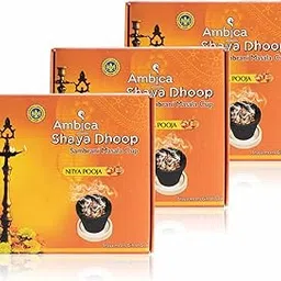 Ambica | Shaya Cup Sambrani | Sandalwood & Gugil |12 Cups, Long Lasting Dhoop Cup | 100% Herbal & Organic Ingredients | Ideal for Pooja, Yoga & Meditation | Made in India | Pack of 3 image 1