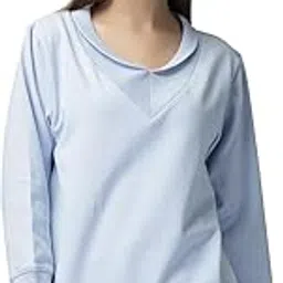 UNIfringe Women's Boyfriend/Loose Fit Full Sleeve Drop Shoulder Loopknit V-Neck Neck Sweatshirt-picture-22