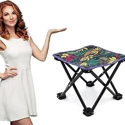 Clefairy Foldable Sturdy Portable Folding Camping Stool Lightweight with Leaf Pattern, 28 x 28 x 24 cm, Travel Chair for Adults Kids Travel Outdoor-picture-47