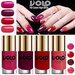 Volo HD Colors High-Shine Long Lasting Non Toxic Professional Nail Polish Set of 4 (Passion Pink, Red, Light Wine and Light Pink)-picture-47
