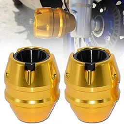 OBEROI'S TRADERS Universal Motorcycle Front Fork Slider | Wheel Frame Slider | Axle Protector Bike Crash Guard for All Bikes (Pack of 2) (Golden)-picture-13
