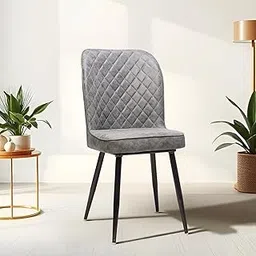 KOORSI & Company. Barfi Chair Modern Chairs Backrest for Dining Room, Accent Chair Living Room, Bedroom, Cushioned Chairs with Velvet Fabric with 6 Months Limited Warranty (Light Grey, Set of 1)-picture-34