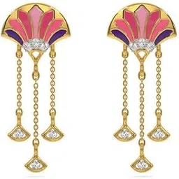 kisna JEWELS 14K BIS Hallmark Pure Yellow Gold & SI Real Diamond Danglers Earrings For Women with Screw Back clouser-picture-35
