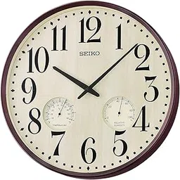 SEIKO Decorator Thermometer Hygrometer Plastic Metallic Brown Color Wall Clock (QXA783BN || 42.2 x 7 cm)-picture-24