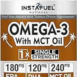 Instafuel Omega 3 Fish Oil with MCT Oil – Single Strength 1000mg Fish Oil | Brain Fuel, Weight Management, Heart & Joint Support | EPA 180mg, DHA 120mg, MCT Oil 240mg | No Fishy Burps - 60 Capsules-picture-17