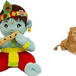 Nihan Enter[prises Turquoise Plush Bunny Soft Toy and Shree Krishnaji Soft Toy | Combo of 2 image 1