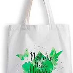 ashvah Canvas Tote Bags for Women, College Bag for Girls, Tote Bag for Shopping, Travel & Beach Bags for Women - Nature Never Hurries - D No - 032-picture-48