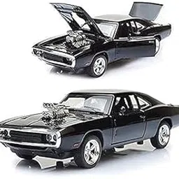 1:32 Scale Dodge Challenge Die-Cast Metal Car with Sport car Openable Doors Light and Sound,Pull Back Function Indoor Outdoor Toy for Kids (1.32 Scale Fast & Furious Car -Black)-picture-48
