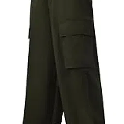 the souled store Parachute Pants: Hunter Green Women Cargo Pants-picture-48