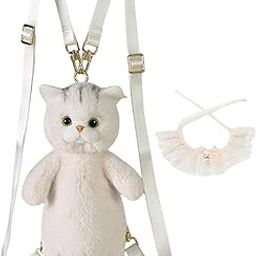 calandis CALANDIS™ Stuffed Cat Doll Backpack Daypack for Anniversary Birthday Gift Street Party Orange Lace-picture-43