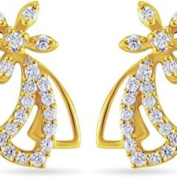joyalukkas Women Pride Diamond Collection 18K Yellow Gold Stud Matching Earrings-picture-32