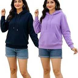 Sweatshirt for Women Combo Hoodie Winter Wear Fleece Neck (Pack of 2)-picture-21