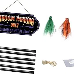 Witch Broom Parking Sign Yard Festival Party Patio Cafe Decoration Orange ONLY-picture-23