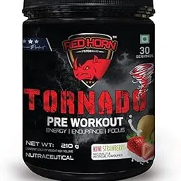 Red Horn Tornado Pre Workout Supplement Powder | 30 Servings, Kiwi Strawberry (210g) | Beta Alanine, Taurine, Citrulline & Organic Caffeine for Energy, Focus, Performance, Strength & Stamina-picture-11