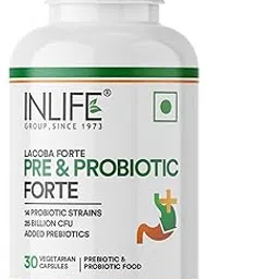 INLIFE Prebiotic and Probiotics Forte Supplement for Men & Women 25 billion CFU with 14 Strains | Digestion Gut & Immunity Health Supplement - 30 Vegetarian Capsules-image-67