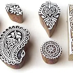 Indian Paisley and Leaf Motif Wood Block Stamps (Set of 6) Htag0324-picture-19