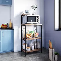 Klaxon Wood&Metal Multilayer Countertop Microwave Oven Stand For Kitchen Storage|Kitchen Organizer Shelf|Storage Racks|Tiered Shelf (4-Tier Oven Stand, Forest Dark&Black)-picture-11