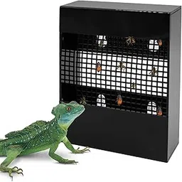 Chameleon Feeder, Bearded Dragon Bug Bowl, Black Acrylic Reptile Feeder Box, Wall-Mounted Insect Feeder with Suction Cups, Tank and Aquarium Accessories for Lizard Bearded Dragon Gecko-picture-30