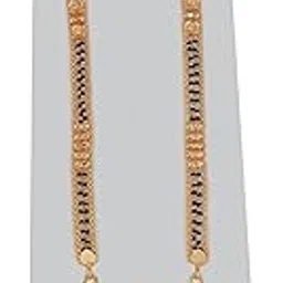 ramdev art fashion jewellery Designer Gold Plated Brass Long Chain Black Beads Mangal Sutra Tali/Tanmaniya/Nallapusalu/Mangalsutra for Women-picture-27