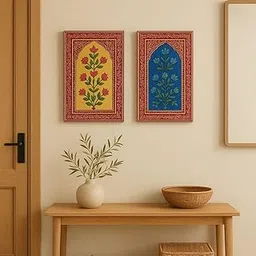 Home And Crafts - Set Of 2 Handcrafted Wooden Multicolor Jharokha Wall Hanging Frame – Traditional Rajasthani Design for Home Decor | Living Room, Bedroom, Office – 9x15 Inch Wall Art-image-53