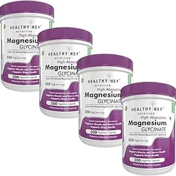 HealthyHey Nutrition High Absorption Magnesium Glycinate, 550mg - 300 Vegetable Capsules - Pack of 4-picture-40
