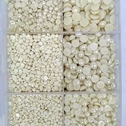Premium Half Round Pearl Beads, Flat Back, 1500 Pack, 5 Sizes (3mm-10mm), for DIY Craft and Jewellery Making-picture-16