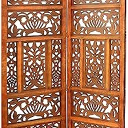 AMAZING STOCK Wooden Room Divider Partition Folding Privacy Screen Decorative Panel for Living Room, Bedroom, Hall, Makeup Studio & Pooja - Rajasthani Design ~ Brown (2 Panel)-picture-16