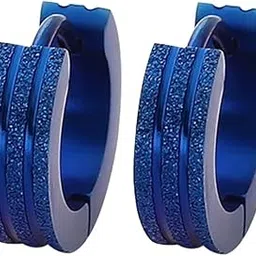 vien Punk Men Women Hip-Hop Stainless Steel Hoop Piercing Round crystal Luxury Earring (BLUE)-picture-27