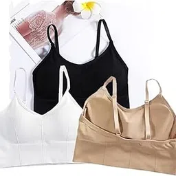 gvv 7 Colors Women Cotton Padded Wire Free Sports Bra Seamless Fitness Yoga and Gymwear Bra Comfortable Full Coverage T-Shirt Bra Stylish Activewear for Everyday Pack of 3-picture-53