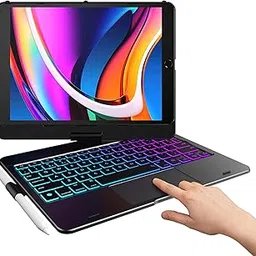 typecase Flexbook Keyboard for iPad 9th Gen,8th Gen & 7th Gen (10.2 Inch), iPad Air 3, iPad Pro-10.5 Inch, 10 Color Backlight, 360° Rotation, Pencil Holder, Trackpad, Bluetooth, Black-picture-26