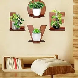 Sage Designer Wall Shelves for Home Decor Items | Living Room & Bedroom | Wall Mount MDF Wooden Wall Shelf | Pack of 4 Pcs(Love Hanging Shelf)-picture-40