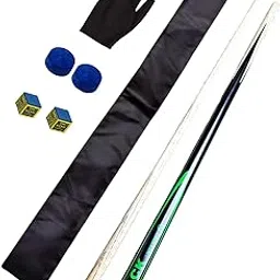 JBB Combo of Snooker and Pool cue Stick with Glove, Two chalks, 2 Tips and Half cue Cover-image-15