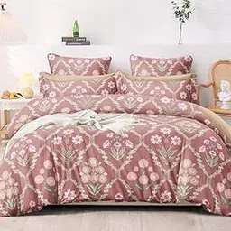 Laying Style™ 1 Reversible Comforter Super King Size 108 x 108 Both Side Same Print 1 Bedsheet King Size 108 * 108 inches and 2 Pillow Cover 4 Pieces Bedding Set | AC Quilt | AC Dohar-Multicolor-picture-20