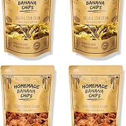 LecDelights Homemade Banana Chips | Onion & Sour Cream + Cheddar Cheese Flavour | Thinly Sliced & Crsipy Chips | Pack of 4 | 400grams-picture-16